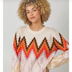 Fair Isle Pullover Sweater Fall Mix Size Large